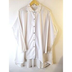 BRYN WALKER L/S Button Up Shirt Womens Sz S Tunic Classic Capsule Lagenlook Boho